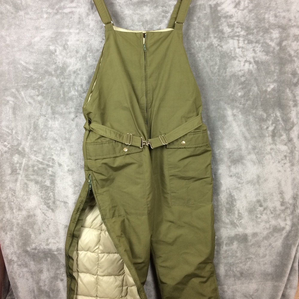 Vintage Eddie Bauer Ski Snow Pants Mens Medium Goose Down Bib Overalls 70s Green